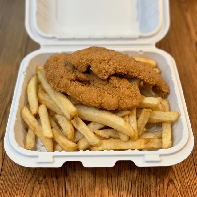 Two Chicken Tenders with Fries.