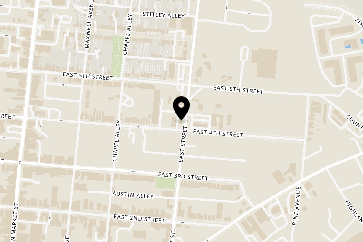 Map showing the location of Cafe Bueno on 255 E 4th St in Frederick